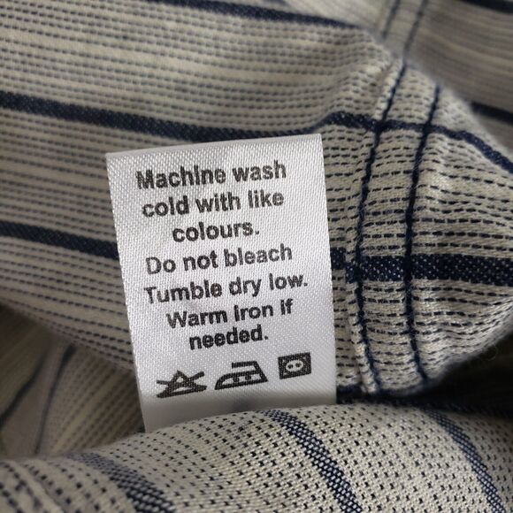 Purnell Womens Mini Skirt Sz 10/30 Indigo Beige Striped Pockets Contrast Stitch - Picture 9 of 9